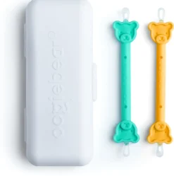 Oogiebear Infant Nose & Ear Cleaner Two Pack - Orange/Sea Foam with Case