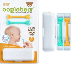 Oogiebear Infant Nose & Ear Cleaner Two Pack - Orange/Sea Foam with Case