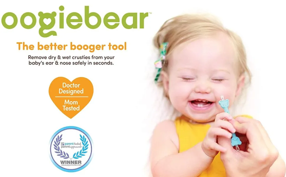 Oogiebear Infant Nose & Ear Cleaner Two Pack - Raspberry/Sea Foam with Case
