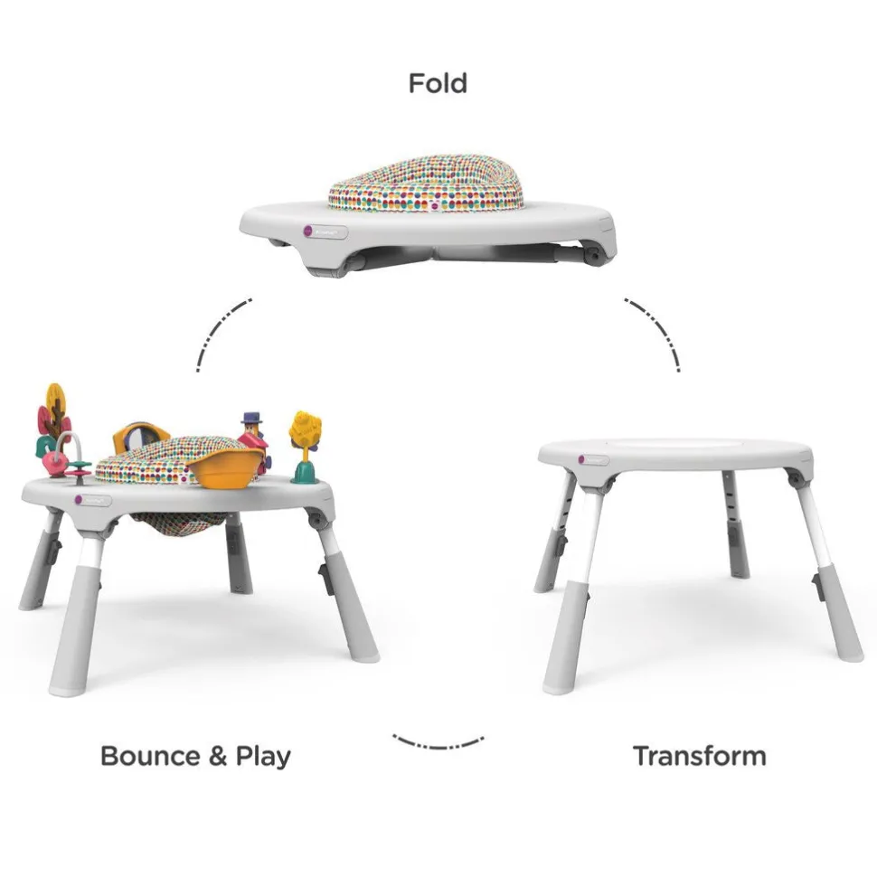 Oribel PortaPlay 4-in-1 Foldable Activity Center - Turn, Bounce, Play, Transform - Wonderland Adventures