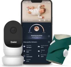Owlet Cam 2 & Dream Sock Duo Smart Baby Monitoring System - Deep Sea Green