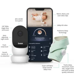 Owlet Cam 2 & Dream Sock Duo Smart Baby Monitoring System - Deep Sea Green