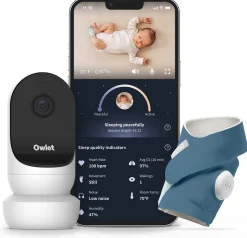 Owlet Cam 2 & Dream Sock Duo Smart Baby Monitoring System - Bedtime Blue