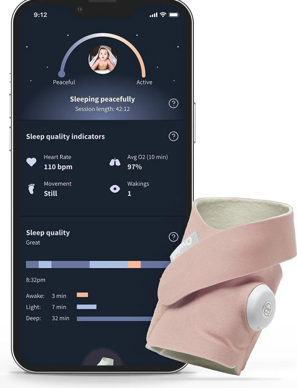 Owlet Dream Sock Smart Baby Monitor - Dusty Rose
