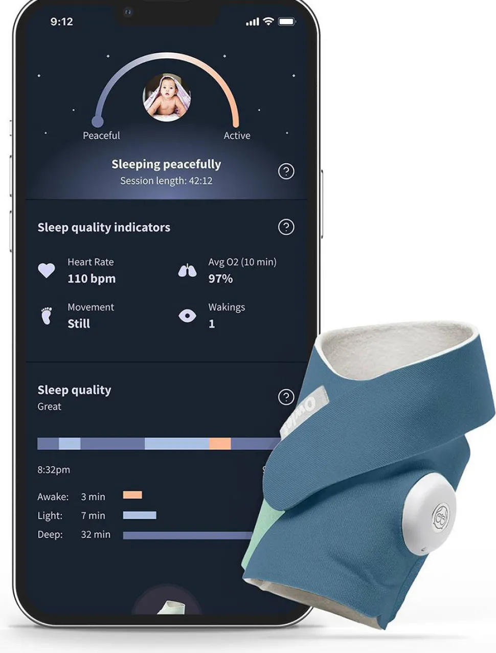 Owlet Dream Sock Smart Baby Monitor - Bedtime Blue