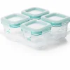 OXO Tot Glass Baby Blocks Freezer Storage Containers, 4 Oz - Teal