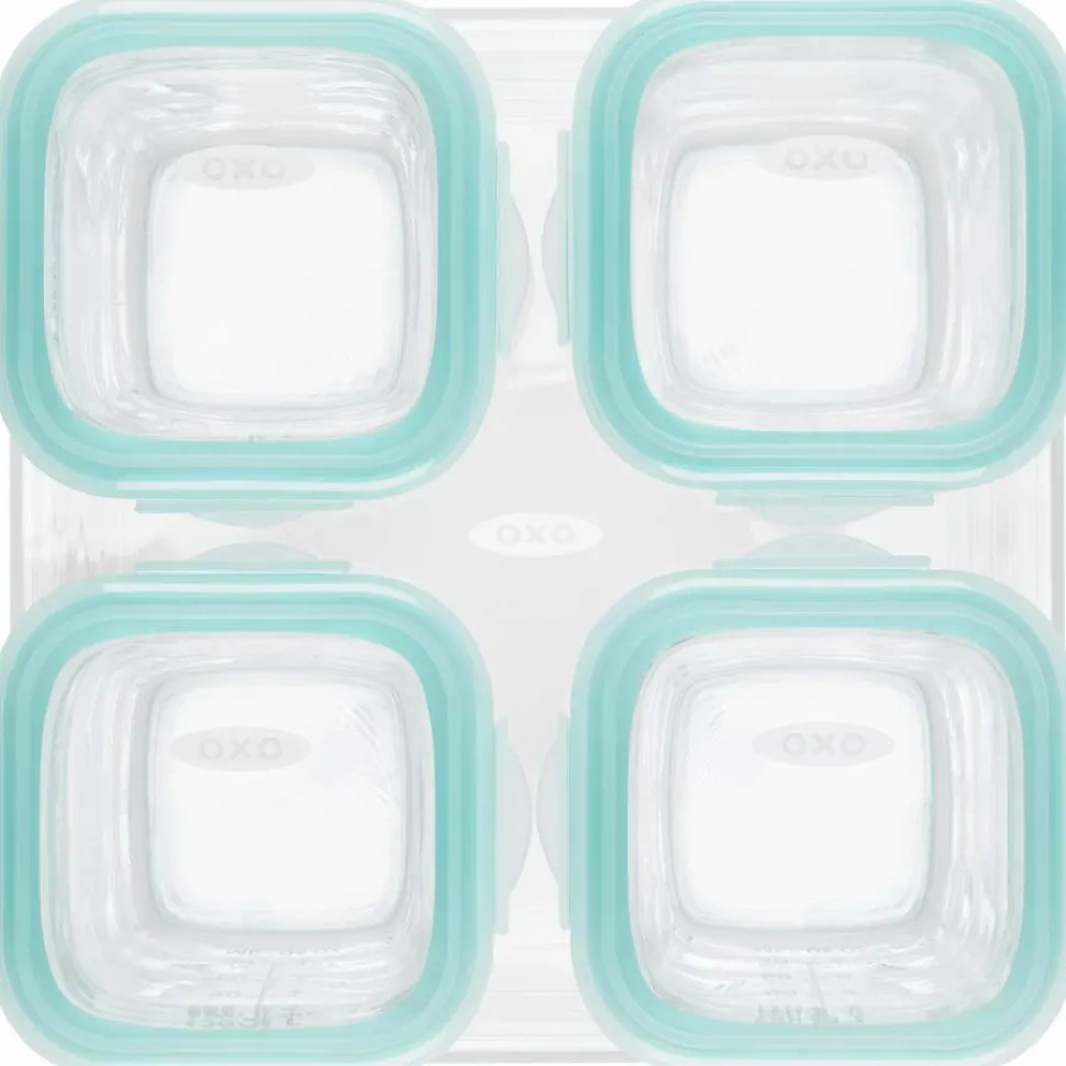 OXO Tot Glass Baby Blocks Freezer Storage Containers, 4 Oz - Teal