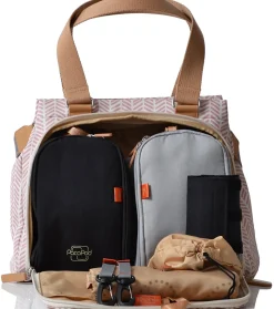 PacaPod Richmond Diaper Bag - Dusty Pink Herringbone