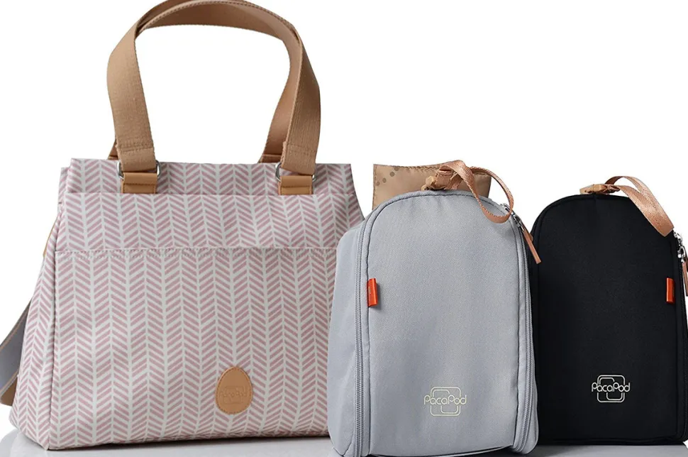 PacaPod Richmond Diaper Bag - Dusty Pink Herringbone