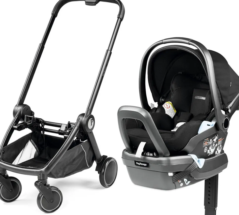 Peg Perego City Loop Chassis + Primo Viaggio Lounge Infant Car Seat Bundle - Black / True Black