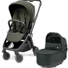 Peg Perego City Loop Stroller + Pop Up Bassinet With Stand Bundle - Black / Metal / Metal