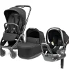 Peg Perego City Loop Stroller + Bassinet + Primo Viaggio Lounge Travel System Bundle - Black / True Black / True Black