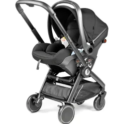 Peg Perego City Loop Twin Stroller + Primo Viaggio Lounge Travel System Bundle - Black / Vanilla Blend / Vanilla Blend