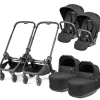 Peg Perego City Loop Twin Stroller + Pop Up Bassinet With Stand Bundle - Black / True Black / True Black