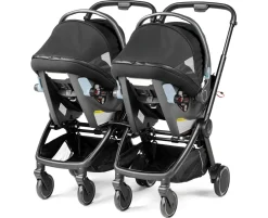 Peg Perego City Loop Twin Stroller + Primo Viaggio Urban Mobility Travel System Bundle - Black / True Black / True Black