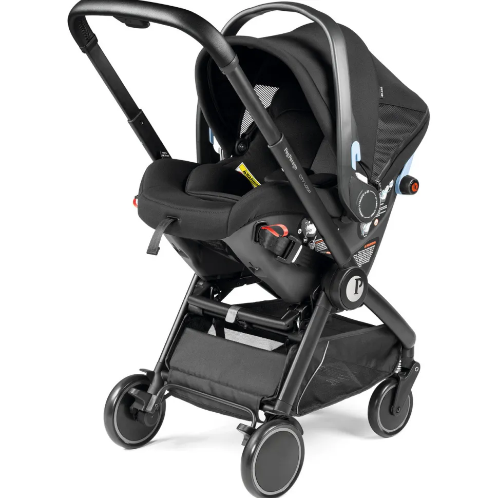 Peg Perego City Loop Twin Stroller + Primo Viaggio Urban Mobility Travel System Bundle - Black / True Black / True Black