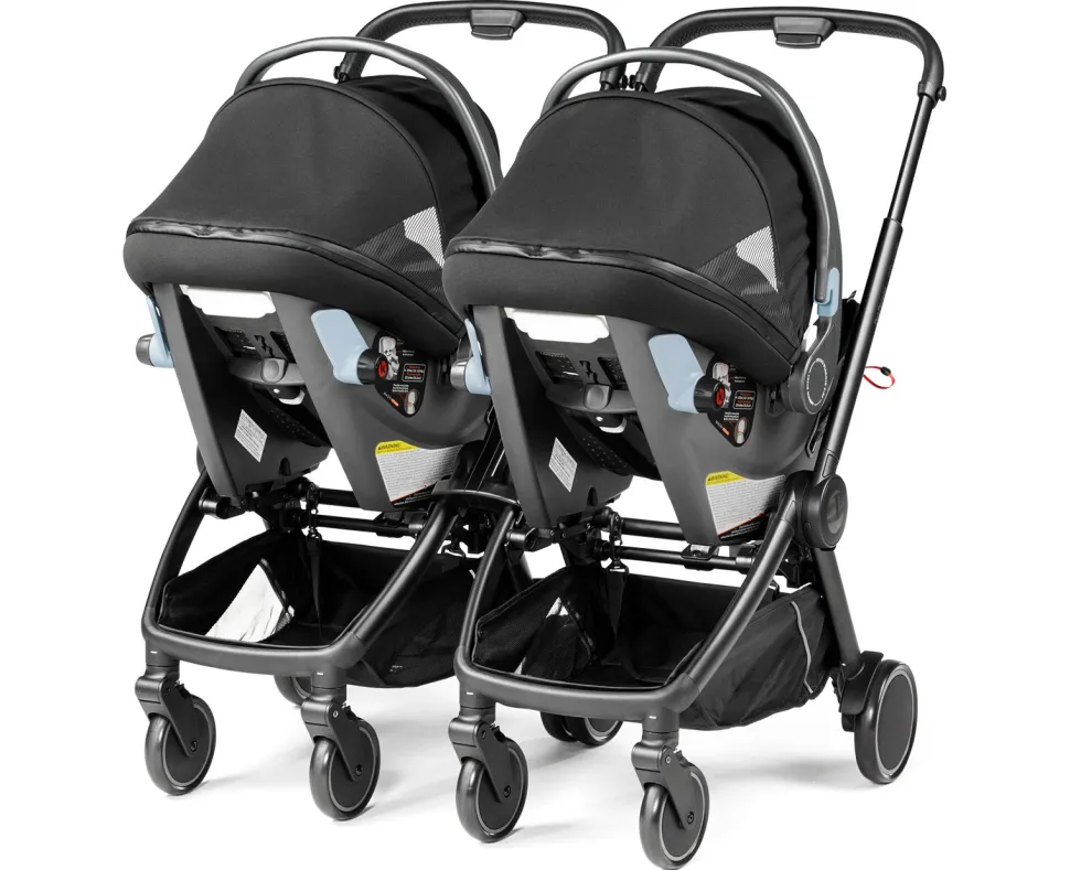 Peg Perego City Loop Twin Stroller + Primo Viaggio Lounge Travel System Bundle - Black / True Black / True Black