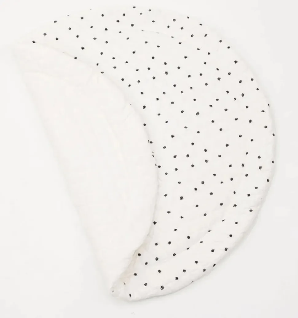 Poppyseed Play Extra Padded Round Play Mat - Black Squiggle Dot