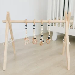 Poppyseed Play Wooden Baby Gym - Natural / Black Toys