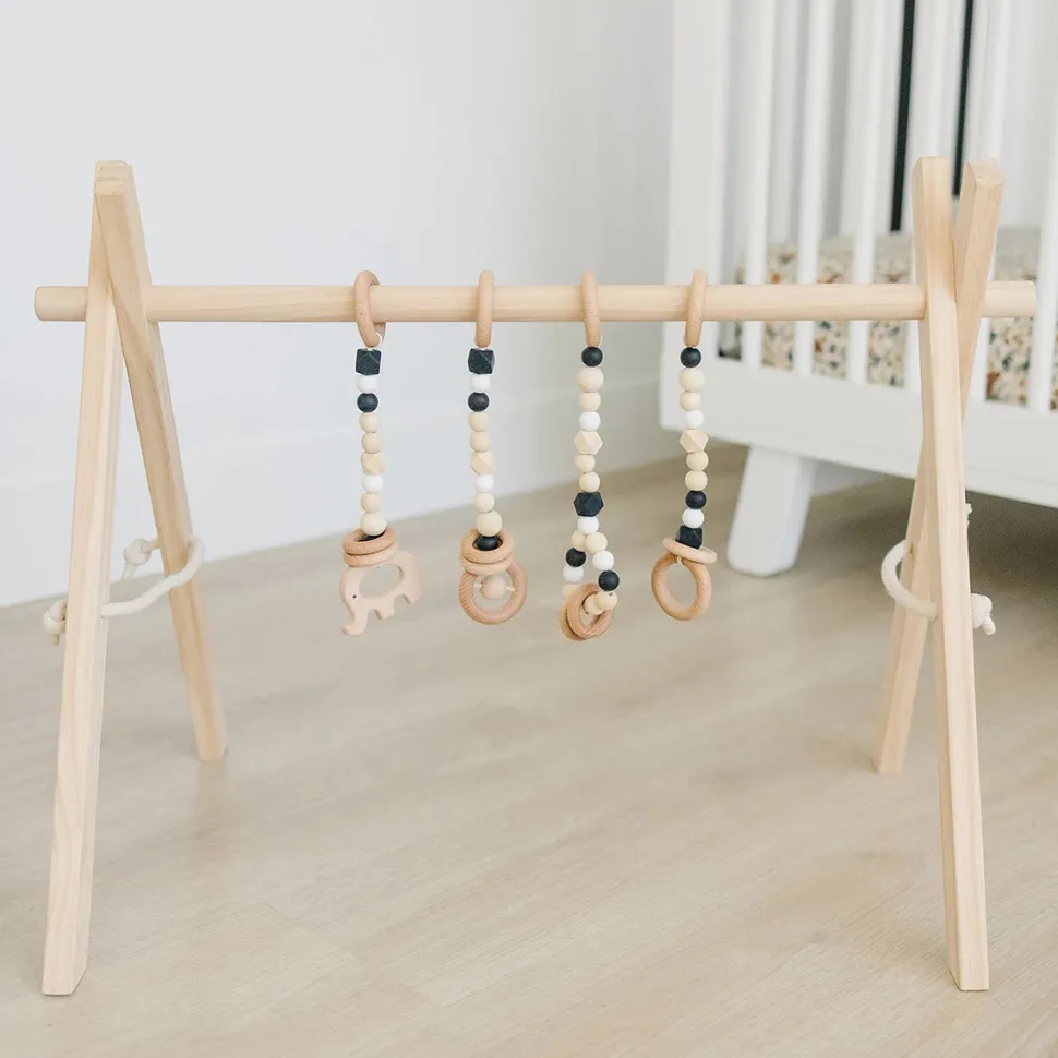 Poppyseed Play Wooden Baby Gym - Natural / Black Toys
