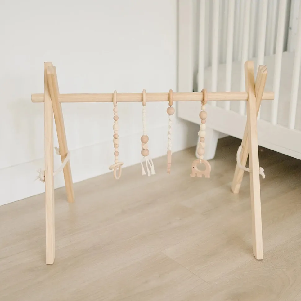 Poppyseed Play Wooden Baby Gym - Natural / Macrame