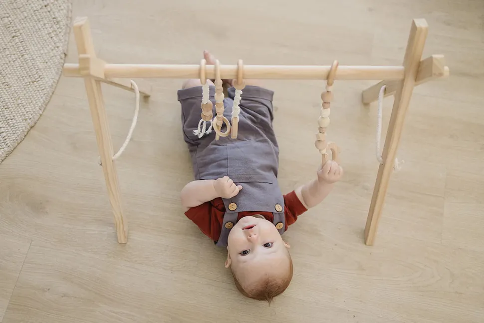 Poppyseed Play Wooden Baby Gym - Natural / Macrame