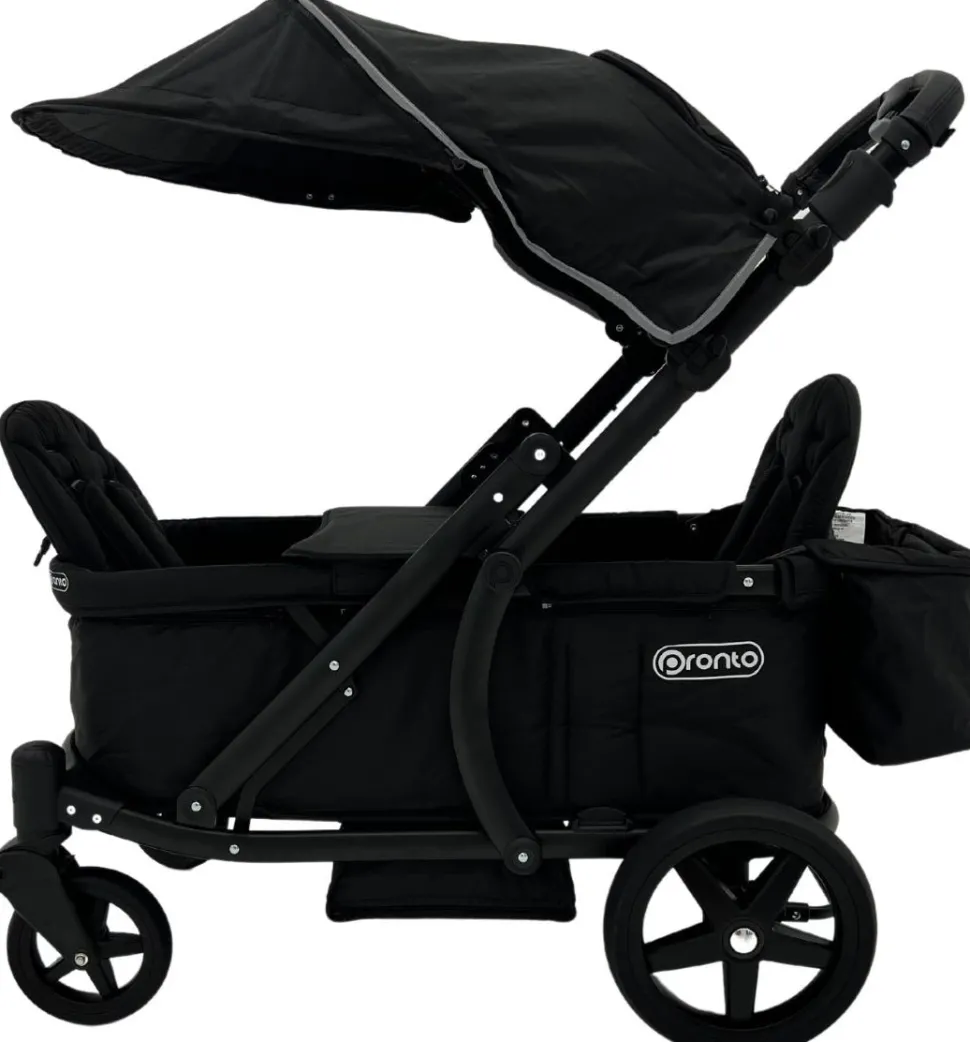 Pronto Squared (2 Seater) Stroller Wagon - Black Frame / City Black (Albee Exclusive)
