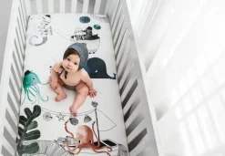 Rookie Humans Cotton Sateen Crib Sheet - Underwater Love