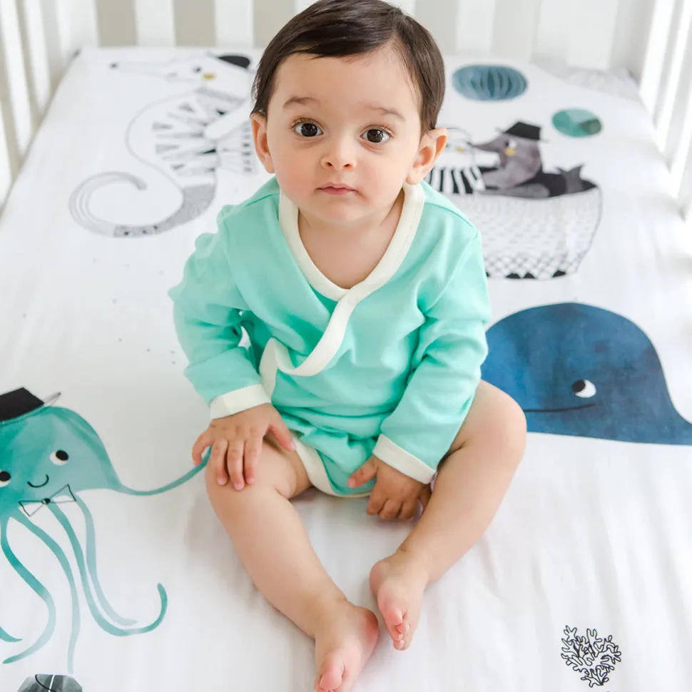Rookie Humans Cotton Sateen Crib Sheet - Underwater Love