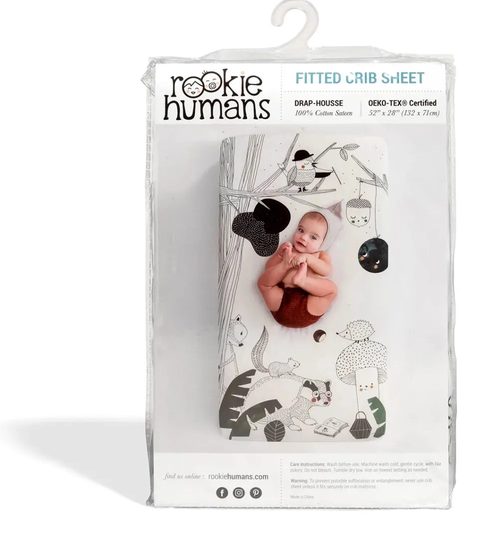 Rookie Humans Cotton Sateen Crib Sheet - Woodland Dreams