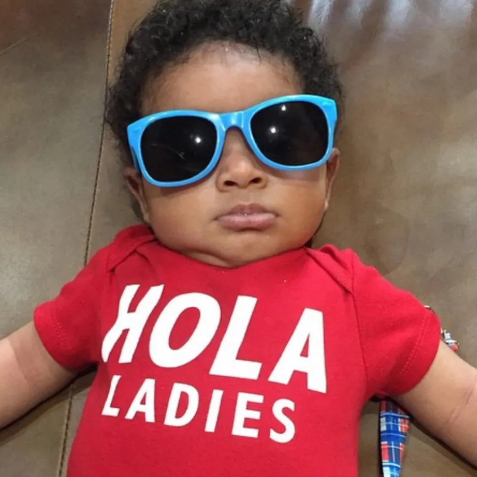 Roshambo Eyewear Polarized Baby Sunglasses - Wayfarer - Blue / Grey (0-2 years)