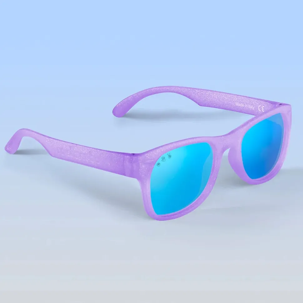Roshambo Eyewear Polarized Toddler Sunglasses - Punky Brewster - Lavender Glitter / Mirrored Blue (2-4 years)