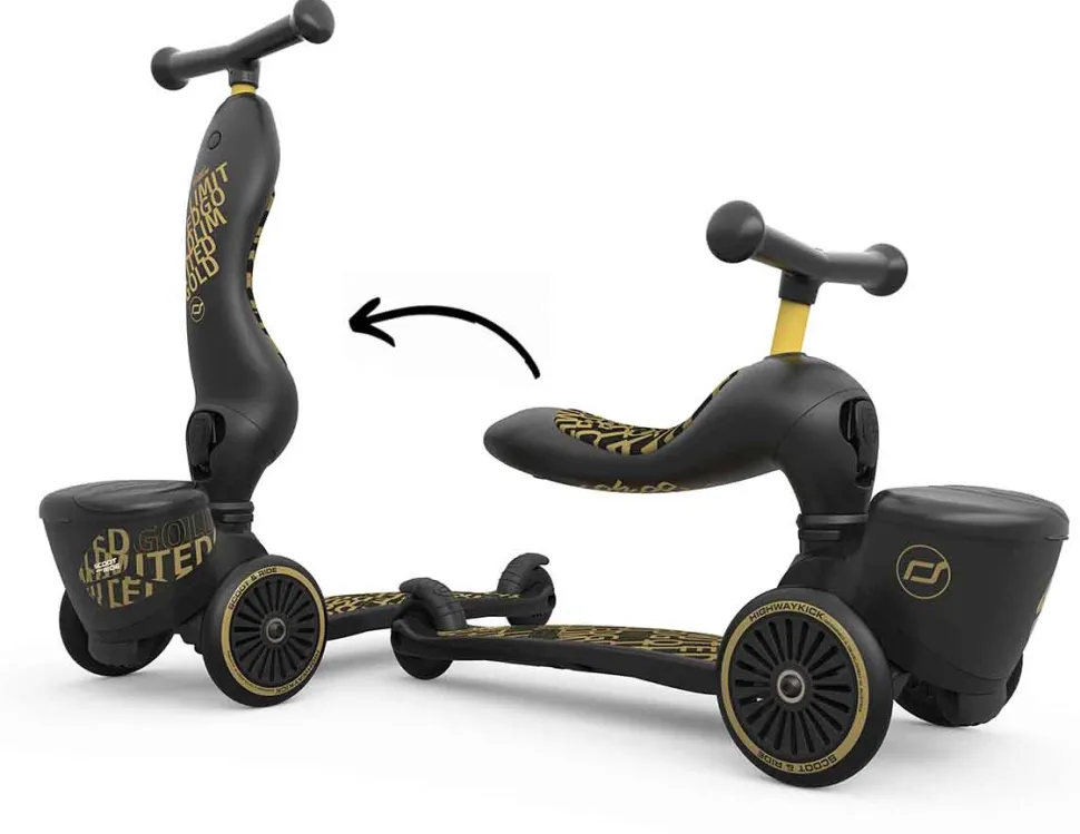 Scoot & Ride Highwaykick 1 Convertible Scooter - Black / Gold Limited Edition