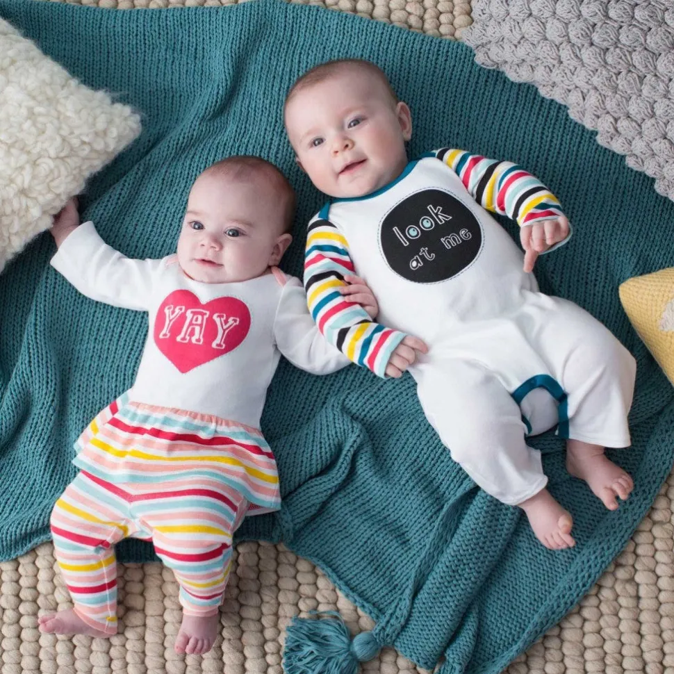 Skip Hop Baby Says Long Sleeve Romper, Look at Me - Stripes (3 Months)