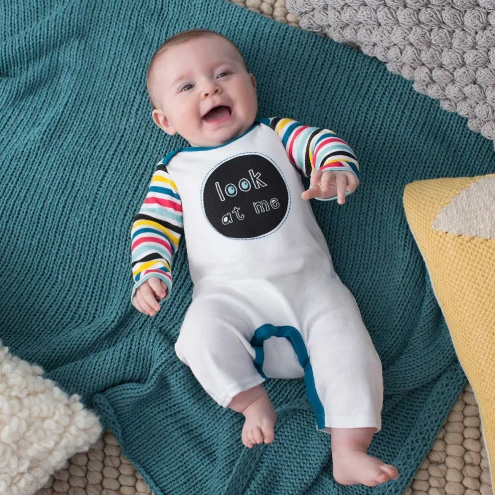 Skip Hop Baby Says Long Sleeve Romper, Look at Me - Stripes (9 Months)
