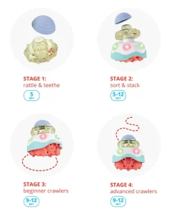 Skip Hop Baby Stack & Crawl 4-in-1 Crab Baby Crawl Toy