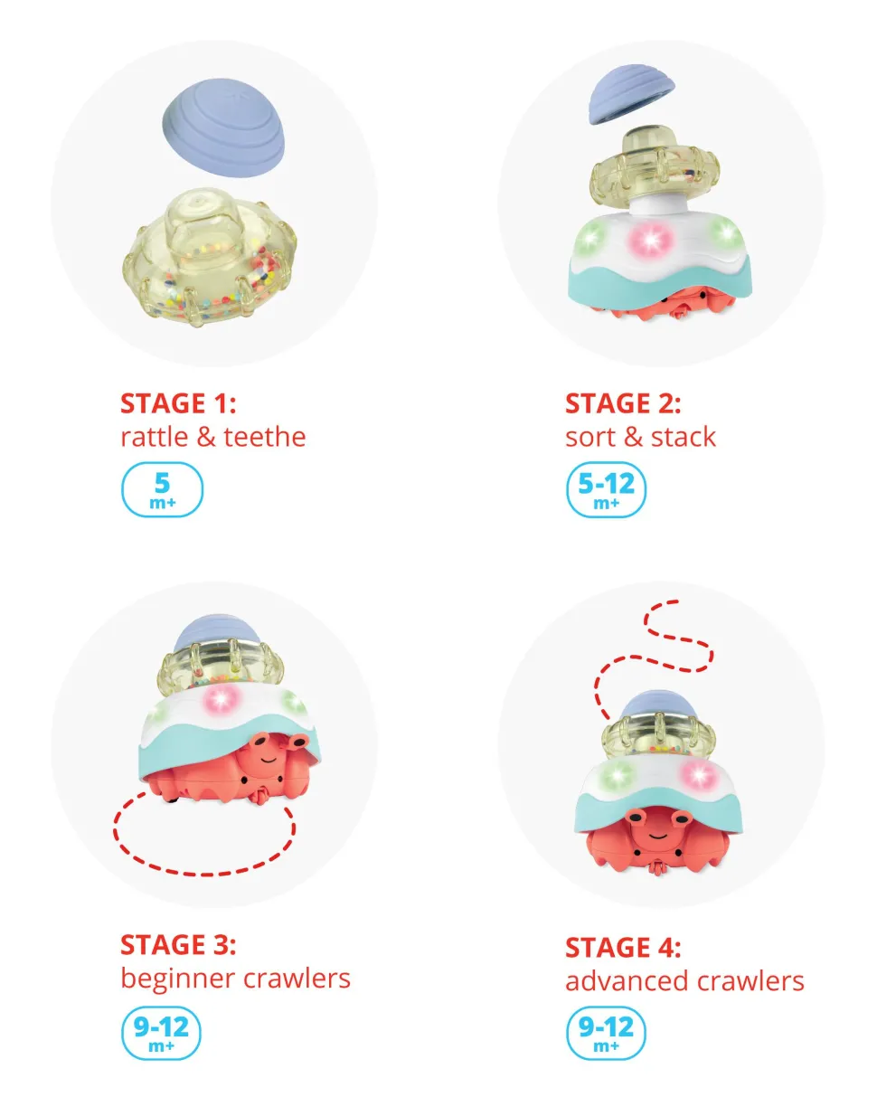 Skip Hop Baby Stack & Crawl 4-in-1 Crab Baby Crawl Toy