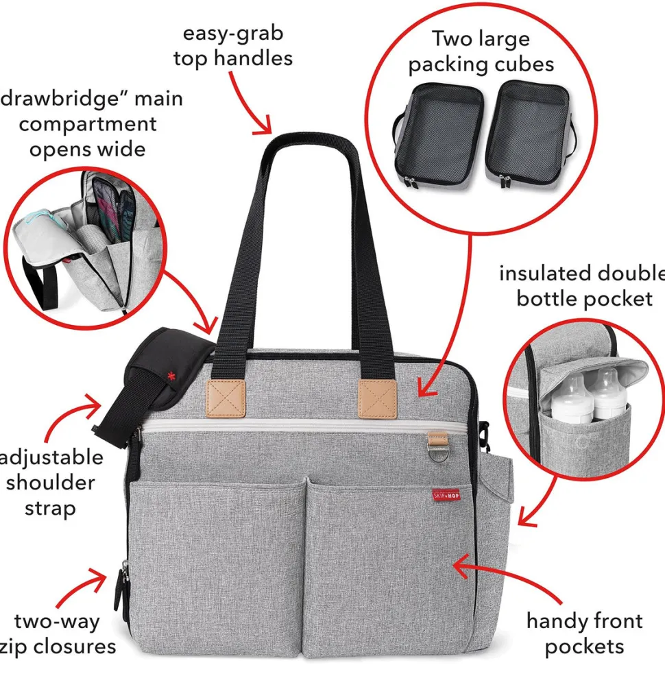 Skip Hop Duo Weekender Diaper Bag - Grey Melange