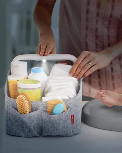 Skip Hop Nursery Style Light-Up Diaper Caddy - Grey