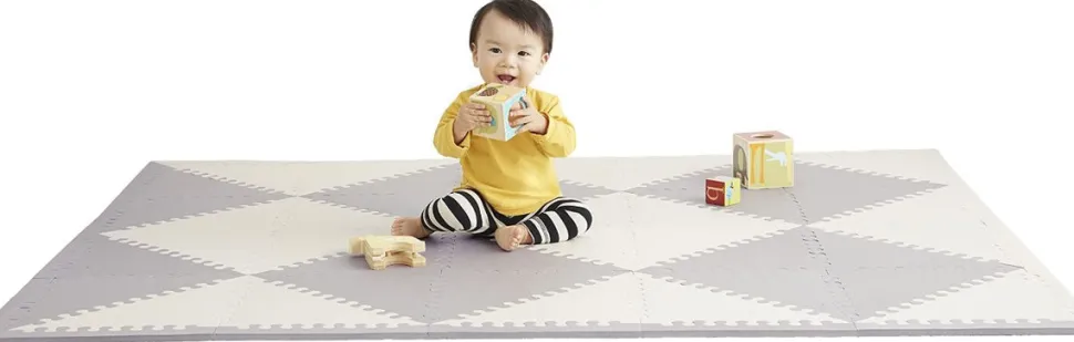 Skip Hop Playspot Geo Interlocking Foam Tiles - Grey / Cream