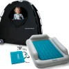 SlumberPod Privacy Canopy with Fan + SlumberTot Inflatable Toddler Bed Bundle - Black / Gray
