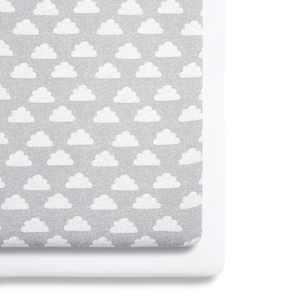 Snuz SnuzPod Crib Fitted Sheets, 2 Pack - Cloud