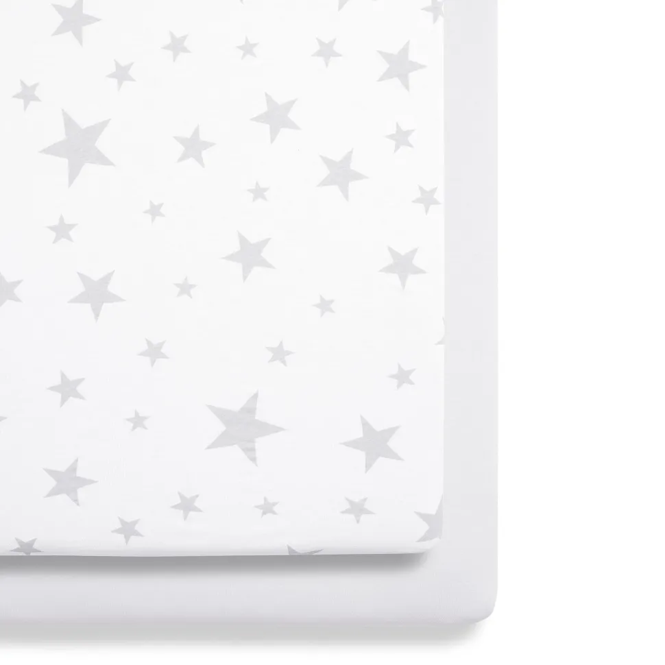 Snuz SnuzPod Crib Fitted Sheets, 2 Pack - Grey Star
