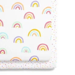 Snuz SnuzPod Crib Fitted Sheets, 2 Pack - Multi Rainbow