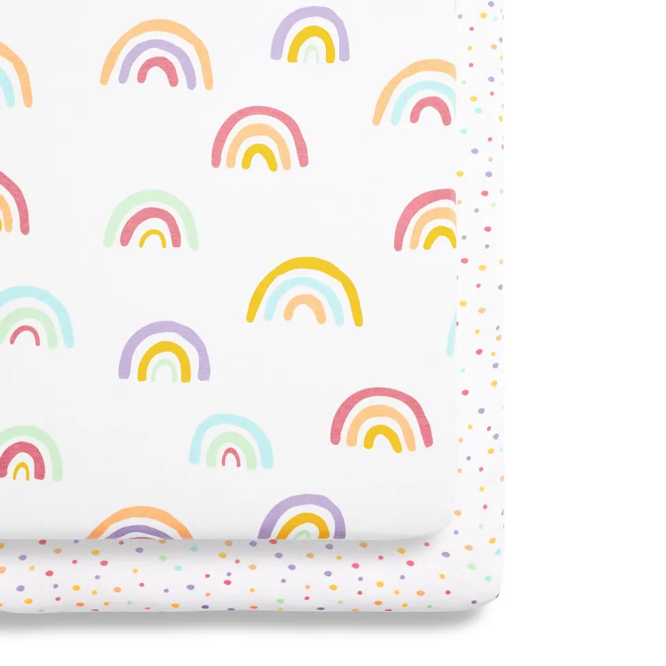 Snuz SnuzPod Crib Fitted Sheets, 2 Pack - Multi Rainbow