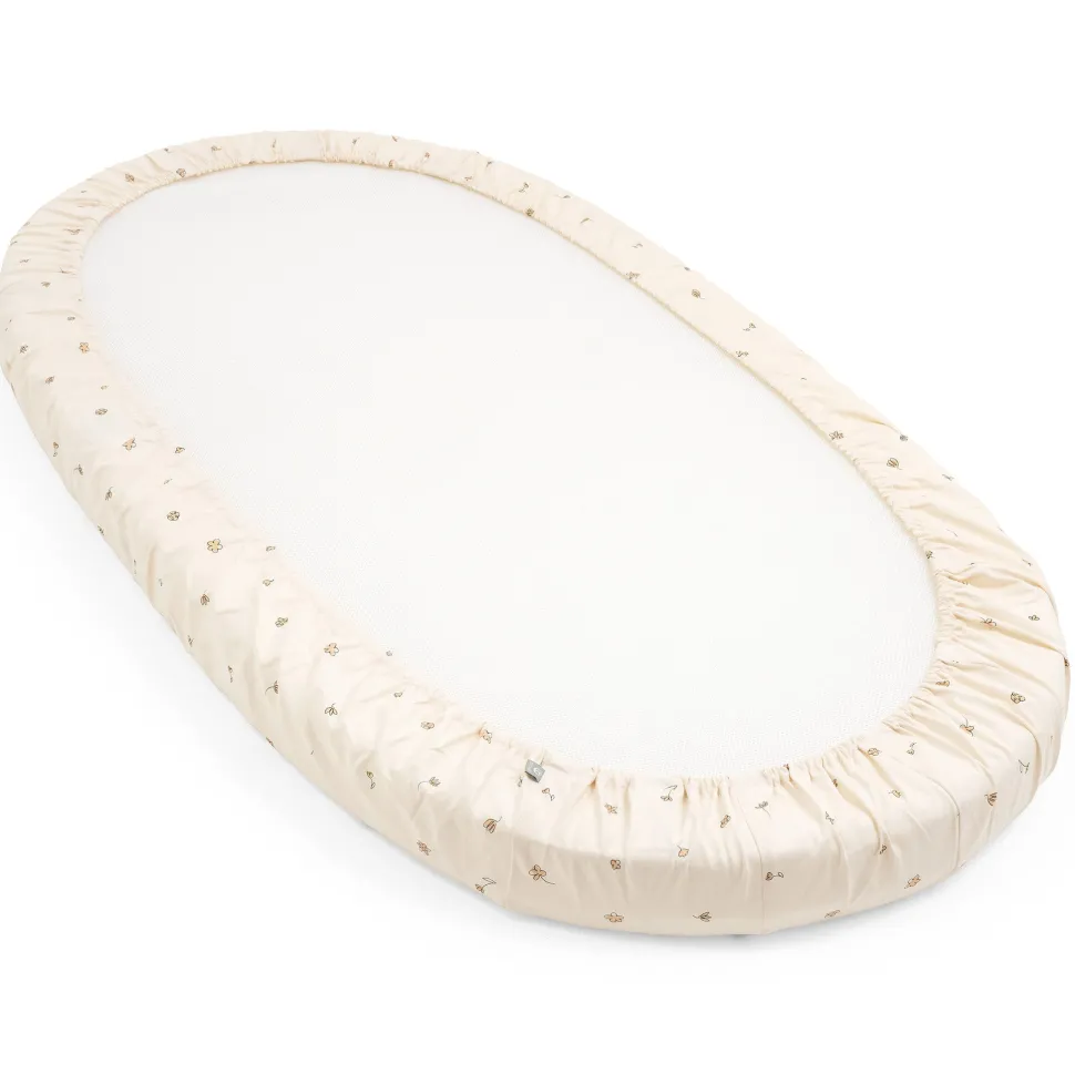 Stokke Sleepi Crib/Bed Fitted Sheet - Flower Ecru