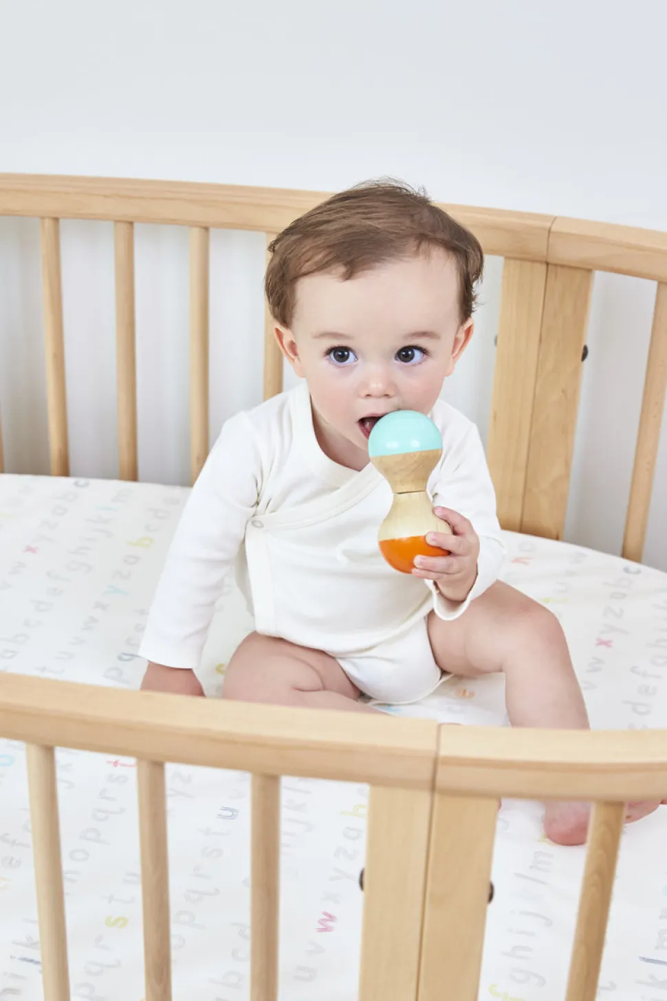 Stokke Sleepi Fitted Sheet by Pehr - Rainbow Alphabet Lines