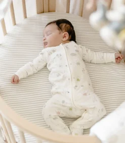 Stokke Sleepi Mini Fitted Sheet by Pehr - Stripped Away Pebbles