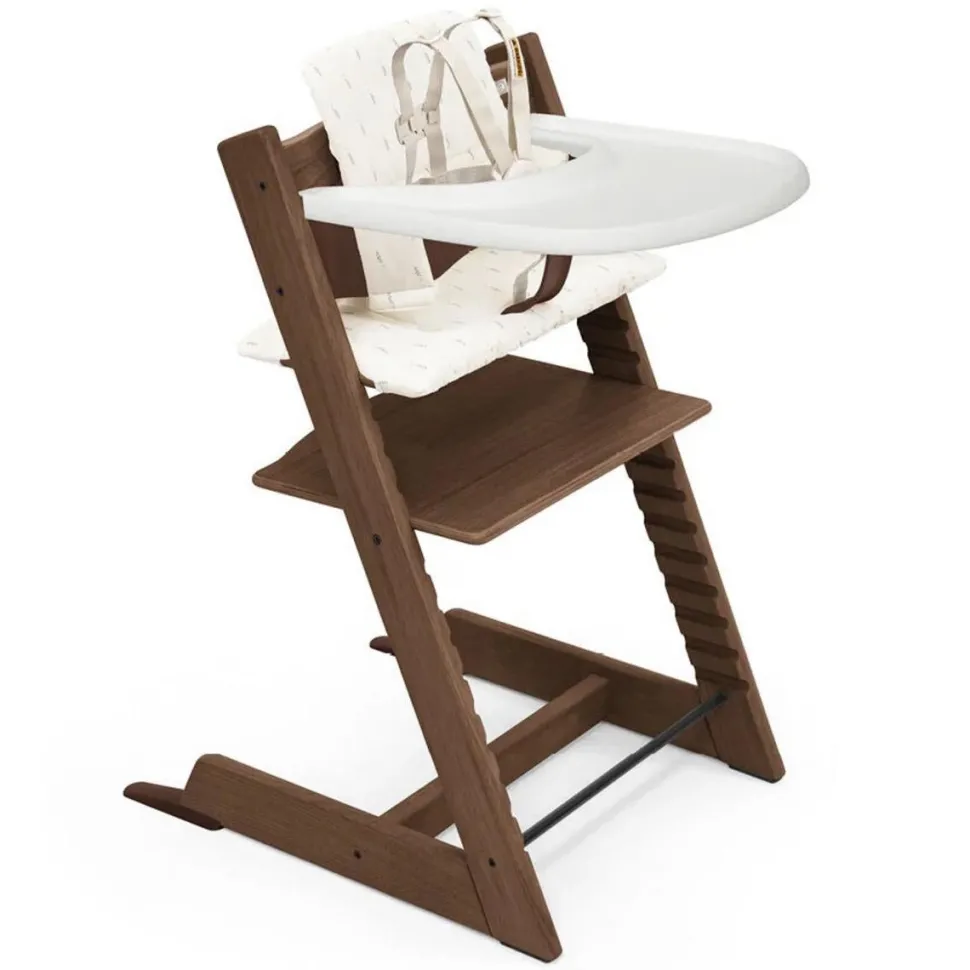 Stokke Tripp Trapp High Chair2 with Cushion and Stokke Tray - Oak Warm Brown / Wheat