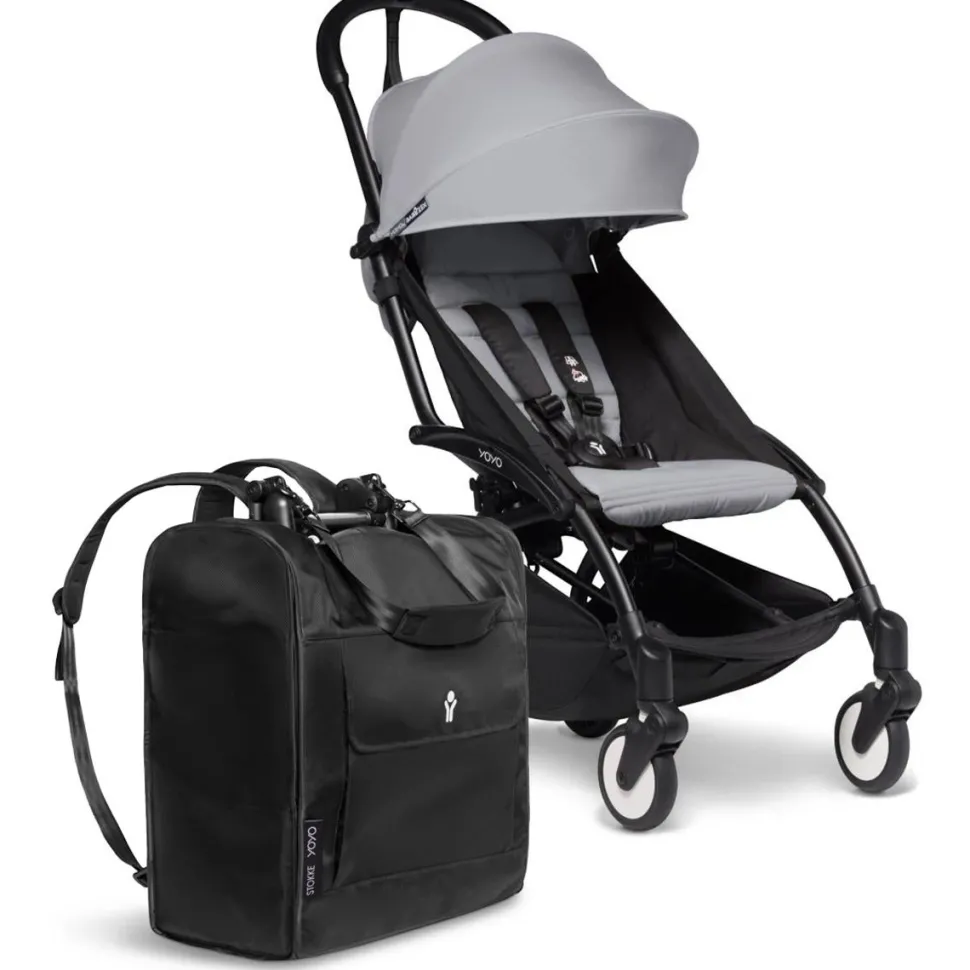 Stokke YOYO2 Ultra Compact 6+ Stroller + Backpack Bundle - Black / Stone